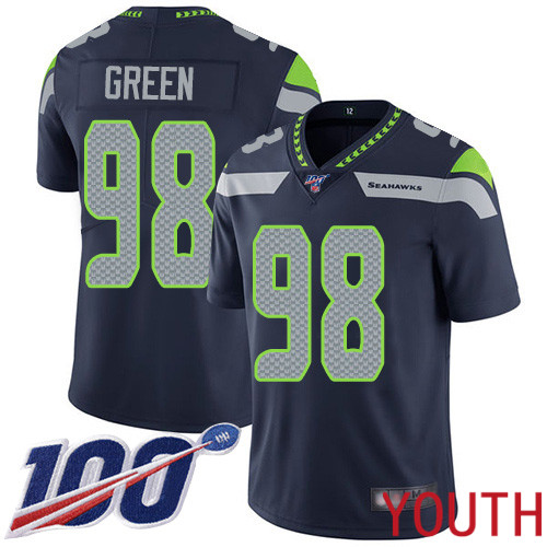 Seattle Seahawks Limited Navy Blue Youth Rasheem Green Home Jersey NFL Football 98 100th Season Vapor Untouchable